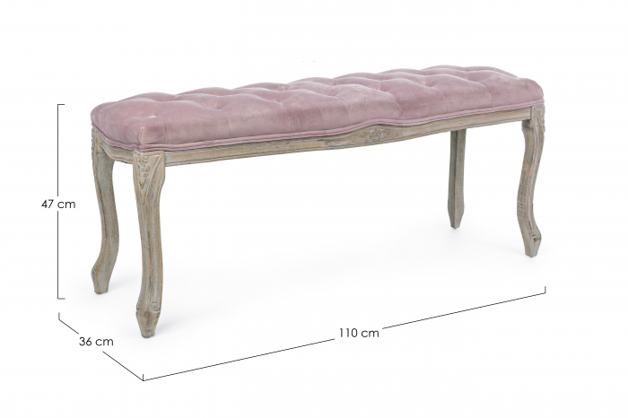Bancheta Mathilde, Lemn/Poliester, Roz/Maro, 110x36x47 cm [2]