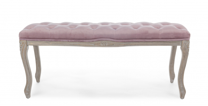 Bancheta Mathilde, Lemn/Poliester, Roz/Maro, 110x36x47 cm [4]