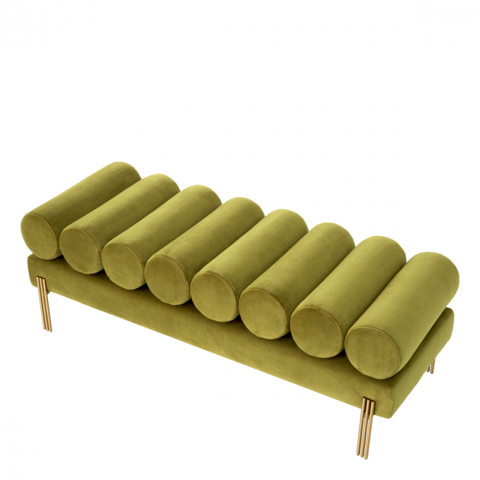Banchetă, Oxley savona, catifea vintage verde, finisaj alamă [3]