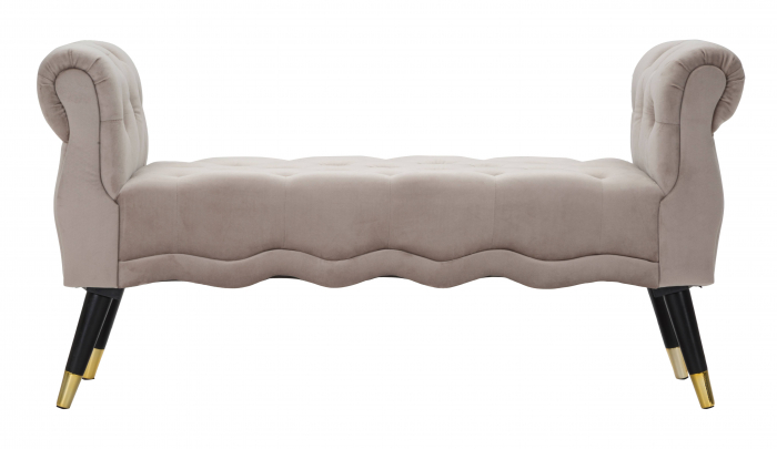 Bancheta Paris Grigia, Lemn/Burete/Metal/Poliester, Gri/Negru/Auriu, 121.5x41.5x44 cm [2]