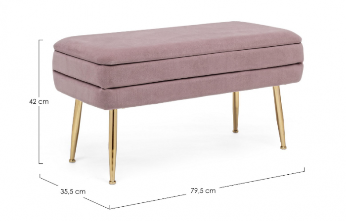 Bancheta Pavlina, Otel/Poliester, Roz, 79.5x37..5x42 cm [7]
