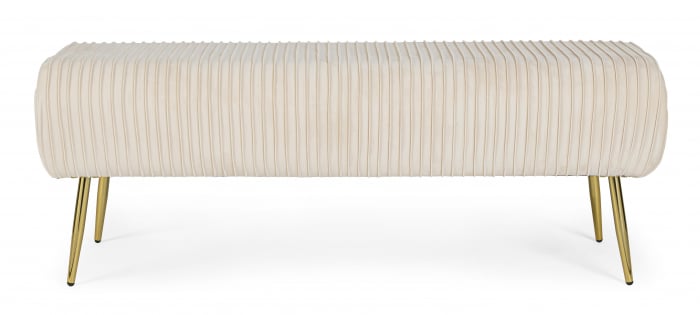 Bancheta Selena, MDF/Poliester, Alb/Auriu, 129x45.5x48 cm [4]