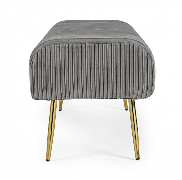 Bancheta Selena, MDF/Poliester, Gri/Auriu, 129x45.5x48 cm [3]