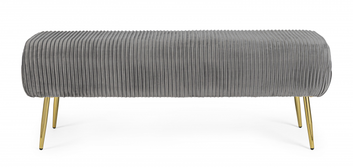 Bancheta Selena, MDF/Poliester, Gri/Auriu, 129x45.5x48 cm [2]