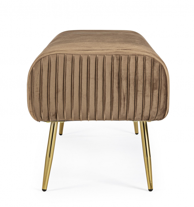 Bancheta Selena, MDF/Poliester, Roz/Auriu, 129x45.5x48 cm [2]