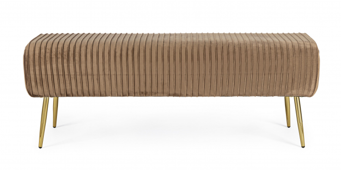 Bancheta Selena, MDF/Poliester, Roz/Auriu, 129x45.5x48 cm [4]