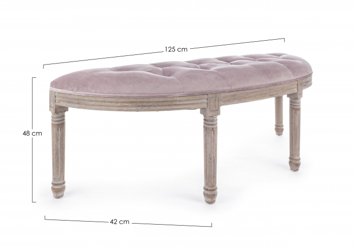 Bancheta Tilde, Lemn/Poliester, Roz/Maro, 125x42x48 cm [5]