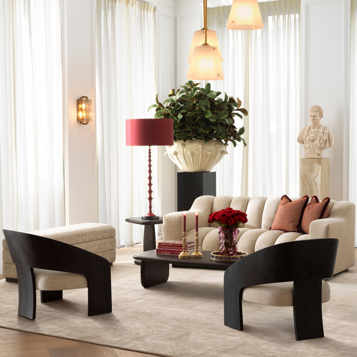 Bancheta Valmont creststone finisaj bej abanos |W. 141.5 | D. 47 | H. 49 cm  [2]