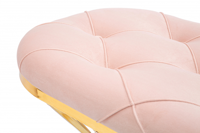 Bancheta Zig , Fier/Stofa, Auriu/Roz, 91x52x38 cm [3]