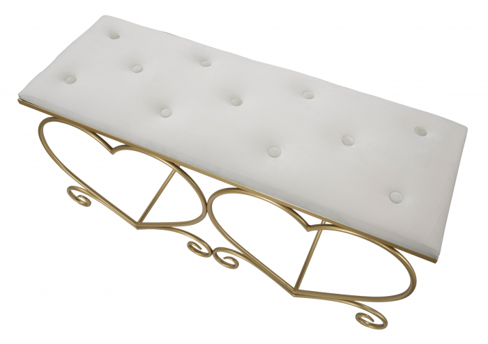 Bancuta Heart, fier/MDF/burete/poliester, auriu/roz, 105X37.5X51.5 cm [5]