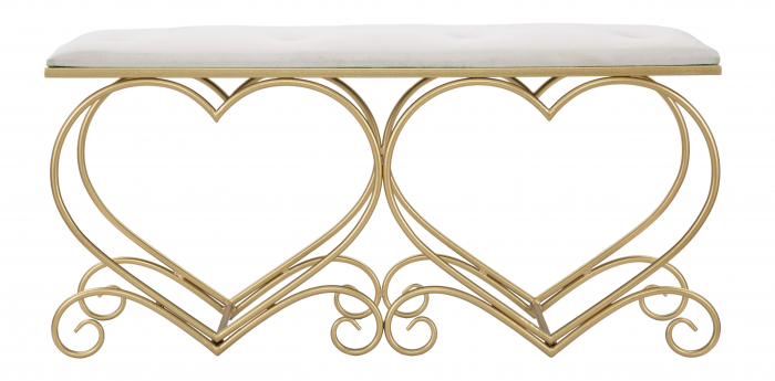 Bancuta Heart, fier/MDF/burete/poliester, auriu/roz, 105X37.5X51.5 cm [9]