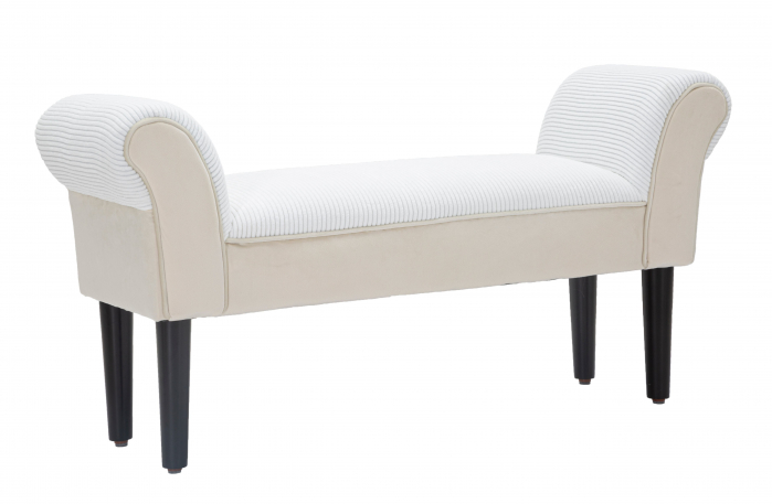 Bancuta, lemn/poliester, crem/negru, 102X31X51  cm [8]