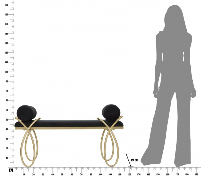 Bancheta RIBBON negru (cm) 112,5X49X53 [10]