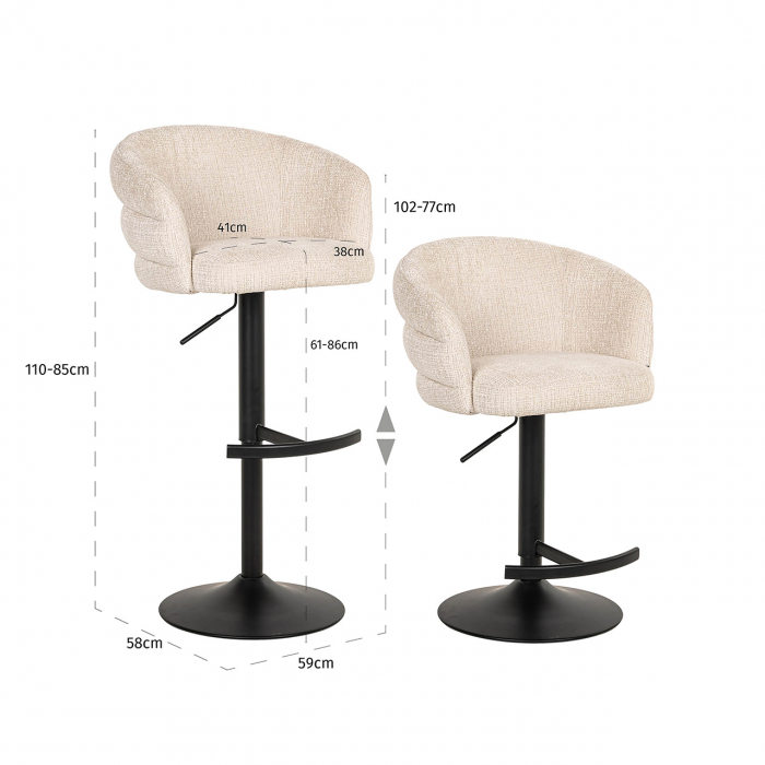 Scaun Bar/Counter, Nikki, pivotant, ignifug (Niagara 902 beige Chenille) [5]