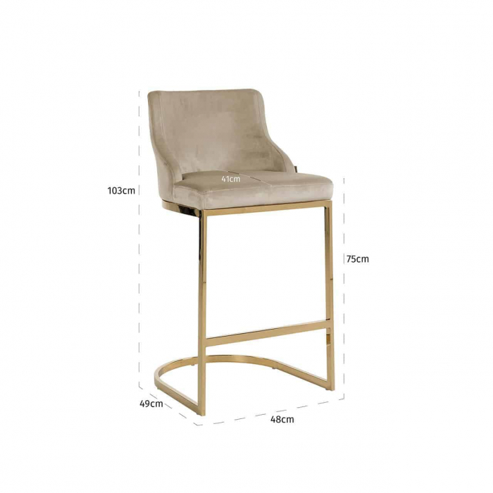 Scaun de bar Bolton catifelat bej/ auriu, protectie foc [5]