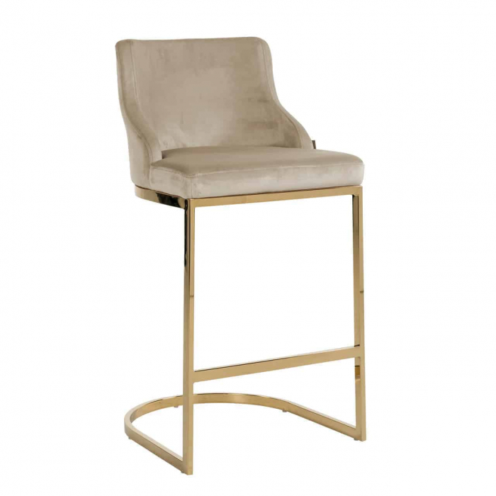 Bar stool Bolton khaki velvet gold fire retardant (Quartz Khaki 903)