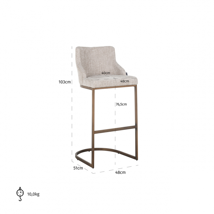 Scaun de bar  Bolton natural renagade / auriu mat [5]