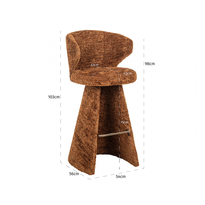Scaun de bar Gatsbi (Be Lovely 603 Scorțișoară), Dims: 103.0 x 54.0 x 56.0 cm [6]