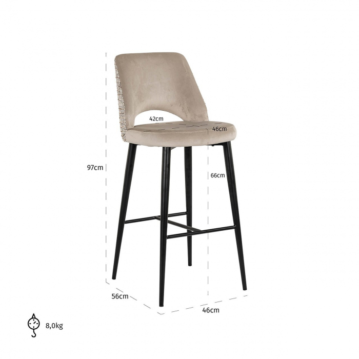 Bar stool Tabitha trendy nature / quartz khaki fire retardan (Be Trendy 01 Nature) [5]