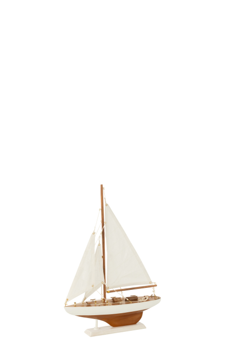Barcă cu pânze, Paulownia Wood, Alb/Natural S, L 30| W 6.5| H 43 cm [1]