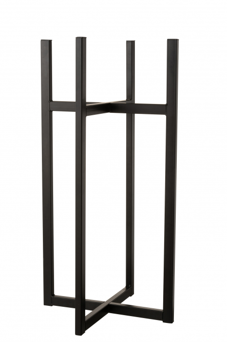 Baza ghiveci, Metal, Negru, 42.8x42.8x83 cm