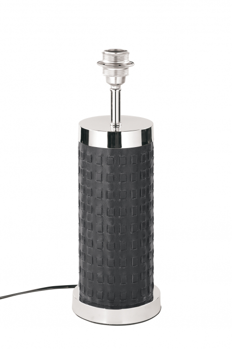 Baza lampa de masa Maretti, Piele Otel Nichelat, Negru, 30x12 cm