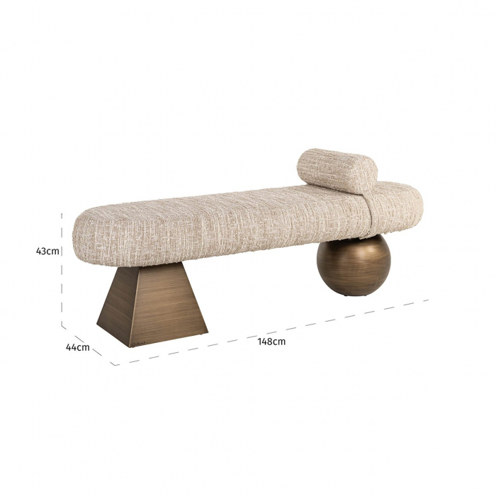 Bancheta Geneva (bej), Dims: 43.0 x 148.0 x 44.0 cm [4]