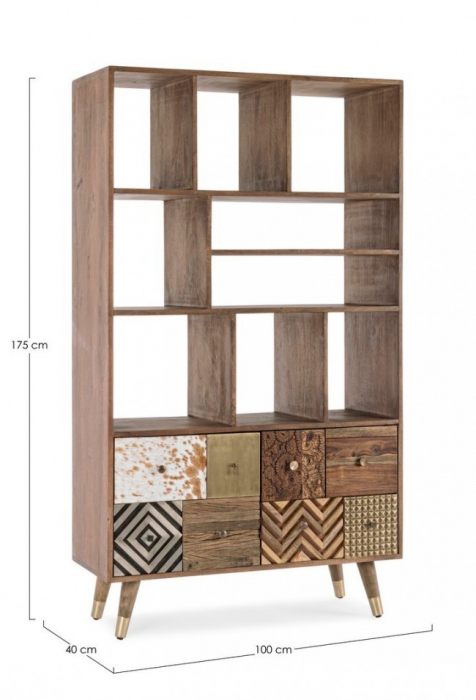 Biblioteca Dhaval, Lemn, Natural, 100x40x175 [2]