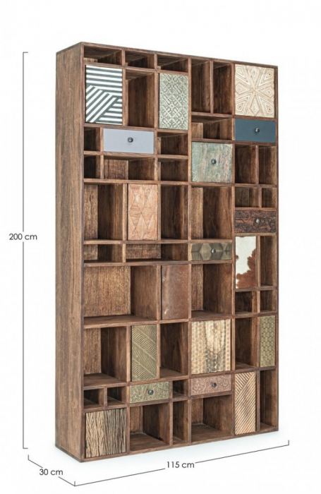 Biblioteca Dhaval, Lemn, Natural, 115x30x200 [2]