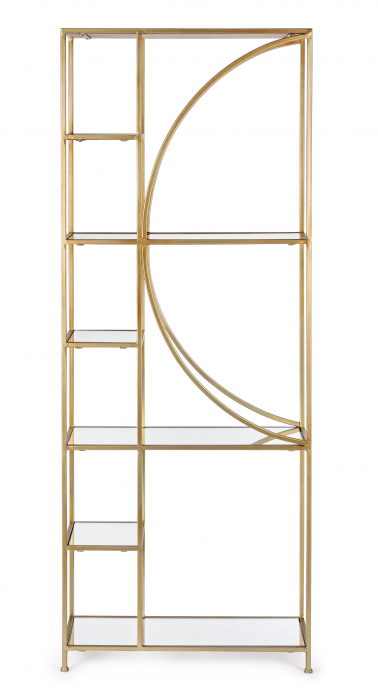Biblioteca Elenor, Otel/Sticla, Oglinda/Auriu, 66x25.5x176 cm [3]