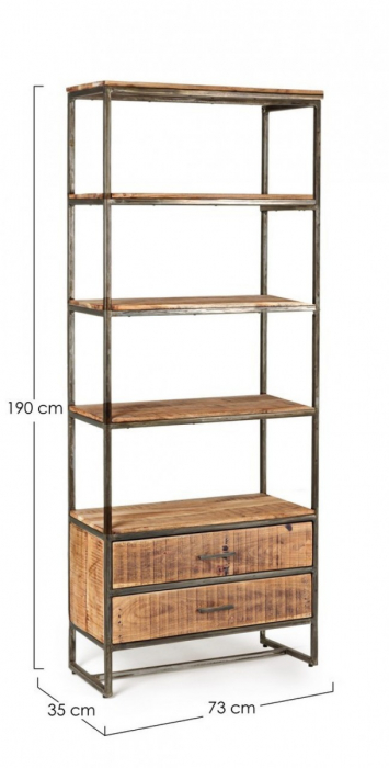Biblioteca Elmer, Lemn, Natur, 73x35x190 [2]