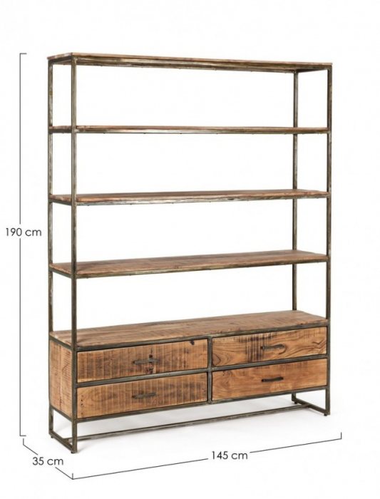 Biblioteca Elmer, Lemn, Natural, 145x35x190 [2]