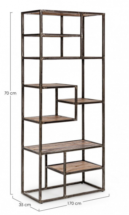 Biblioteca Elmer, Metal, Negru, 70x35x170 [2]