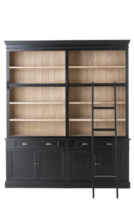 Biblioteca, Lemn, Negru, 200x41x232.5 cm [2]