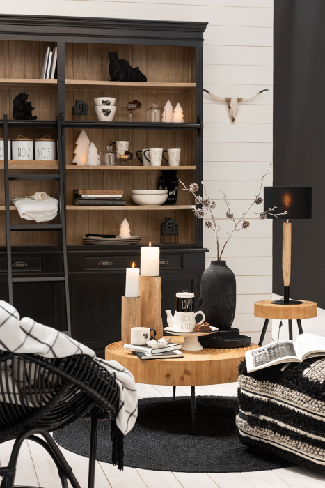 Biblioteca, Lemn, Negru, 200x41x232.5 cm [10]