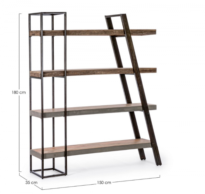 Biblioteca Manchester, Metal, Negru, 150x35x180 [2]