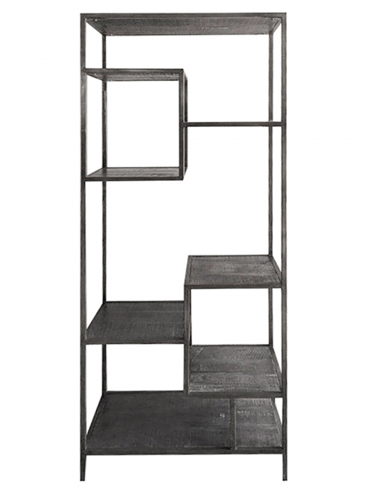 Biblioteca Nero, Metal, Negru, 45x80x205 cm