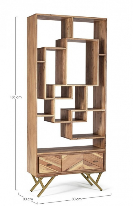Biblioteca Raida, Lemn, Natur, 80x30x185 [2]