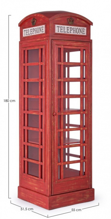 Biblioteca Red Cabin, Lemn, Rosu, 53x51.5x180 [3]