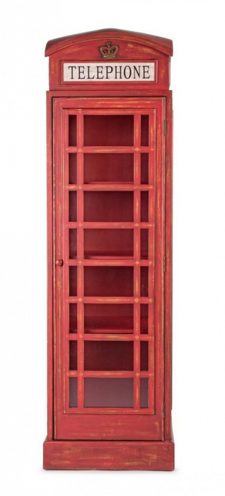 Biblioteca Red Cabin, Lemn, Rosu, 53x51.5x180 [4]
