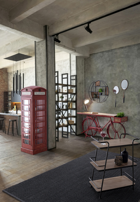 Biblioteca Red Cabin, Lemn, Rosu, 53x51.5x180 [7]