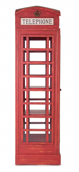Biblioteca Red Cabin, Lemn, Rosu, 53x51.5x180 [9]