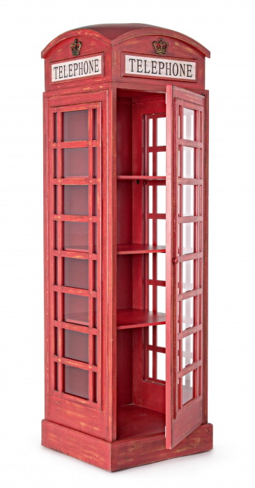 Biblioteca Red Cabin, Lemn, Rosu, 53x51.5x180 [8]