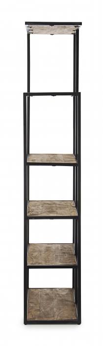 Biblioteca Roderic, Otel/Lemn, Maro/Negru, 84x35x188 cm [4]