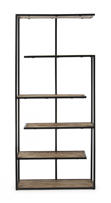 Biblioteca Roderic, Otel/Lemn, Maro/Negru, 84x35x188 cm [7]