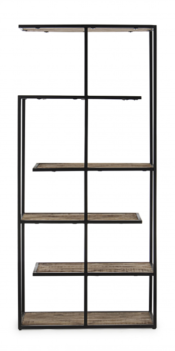 Biblioteca Roderic, Otel/Lemn, Maro/Negru, 84x35x188 cm [5]