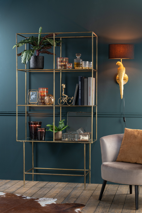 Biblioteca Shelves, Metal, Auriu, 100x40x200 cm [7]