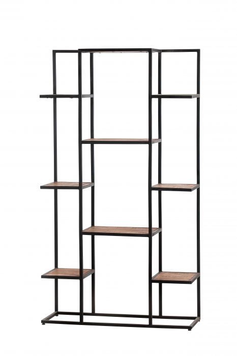 Biblioteca Step, Lemn/Metal, Maro/Negru, 100x180x35 cm [2]