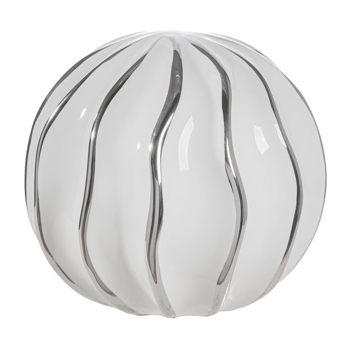 Bila decorativa, rotunda, „Dungi”, cu dungi, ceramica, alb, PU 4, latime 12,5 cm, inaltime 11,5 cm, adancime 12,5 cm [3]