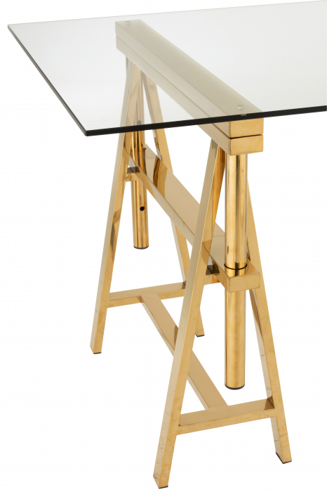 Birou ajustabil, Sticla, Auriu, 150x80x78 cm [4]
